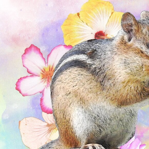 8x10 Chipmunk Eating Watercolor Illustration Art‎ Painting Print - Picture 4 of 6
